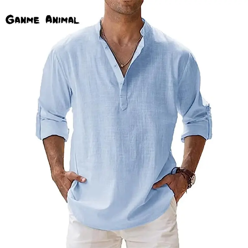 Top Trends: New Cotton Linen Shirts For Men Casual Shirts Lightweight Long Sleeve Henley Beach Shirts Hawaiian T Shirts For Men Shoppable Styles