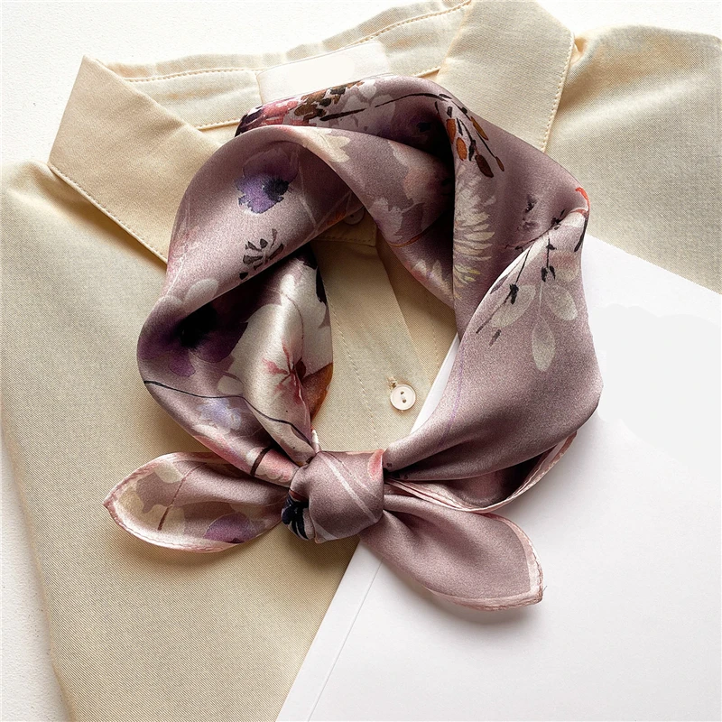 Top Trends: Elegant Floral Silk Square Scarf Women Spring New Hairband Neck Kerchief Bandana Female Foulard Hair Wrapping Handkerchief Shoppable Styles - Image 2