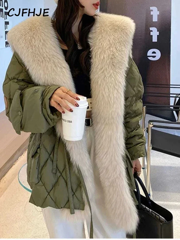 Top Trends: CJFHJE Winter Duck Down Jackets Bat Sleeve Women Oversized Coats Fluffy Faux Fur Warm Parkas Big Fur Female Waterproof Outerwear Shoppable Styles