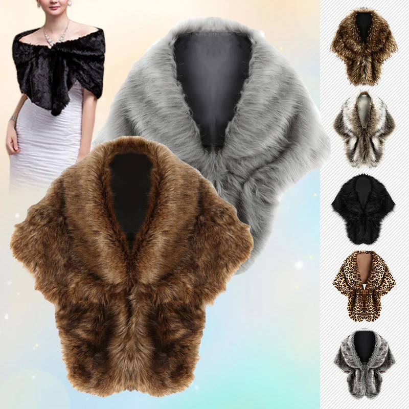 Top Trends: One Size Winter Cape Wedding Cloak Faux Fur White / Black Shawl Wraps Women Formal Dress Shawls Imitation Rabbit Hair Stoles Shoppable Styles