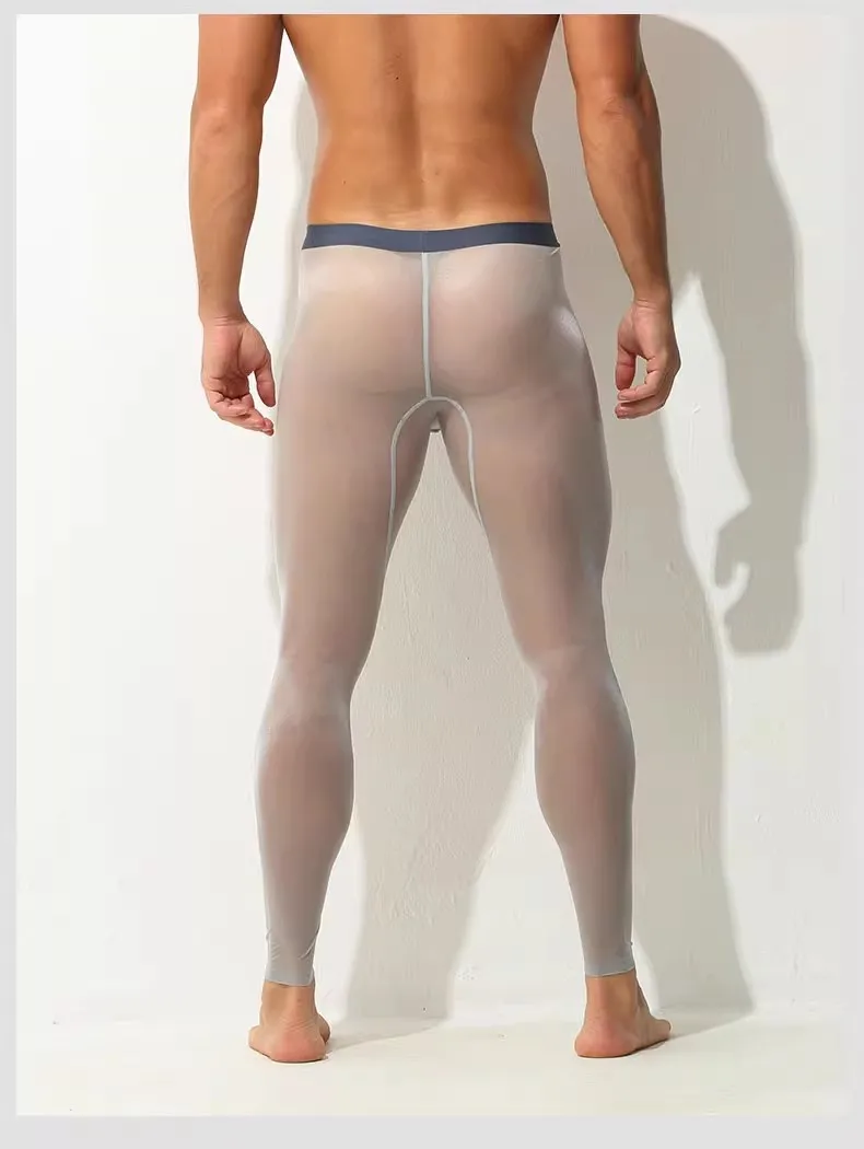 Top Trends: Pants Men's Leggings Single Piece Tight Ultra-thin Elastic Ice Silk Fully Transparent Sexy Transparent Fitness Shorts Shoppable Styles - Image 2