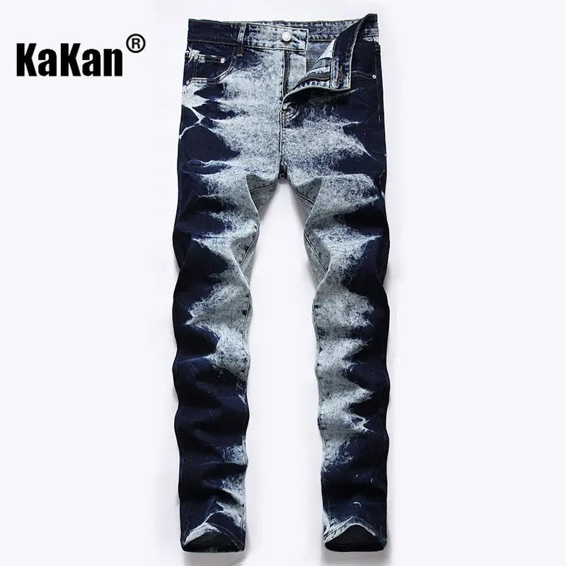 Top Trends: Kakan - New European And American Elastic Slim Fit Jeans For Men, High Street Novelty Deep Blue Long Jeans K36-L007 Shoppable Styles