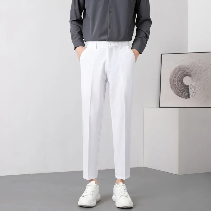 Top Trends: 2023 New Spring And Autumn Fashion Casual Business Versatile Draping Loose Straight Leg Slim Solid Color Simple Men's Pants Shoppable Styles