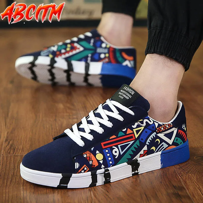 Top Trends: Platform Men's Casual Sneaker Fashion Low Top Spring Sneakers For Men Graffiti Canvas Shoes Lace Up Air Mesh Mens Tennis 2021 X4 Shoppable Styles