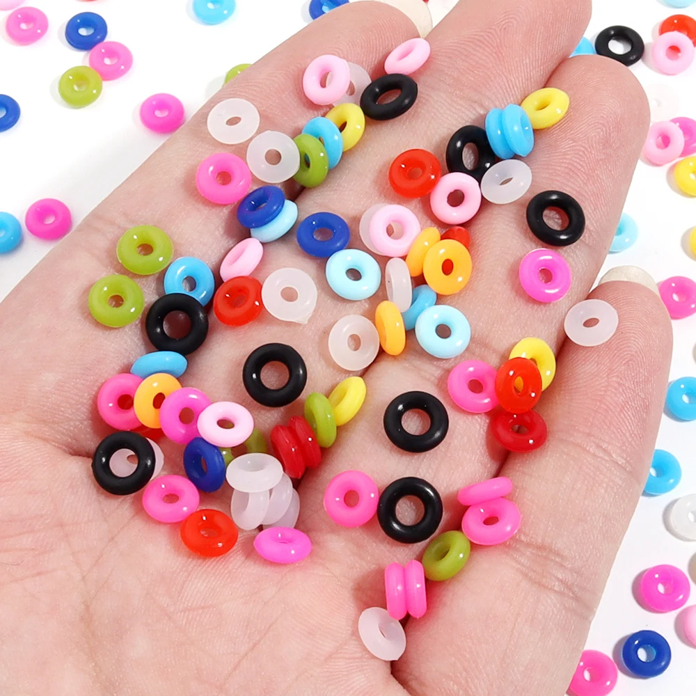 Top Trends: 100pcs / Lot Elastic Silicone Rubber Stopper Rings Non-slip Positioning Beads Charm Fit Leather Rope Bracelet Jewelry Making Shoppable Styles