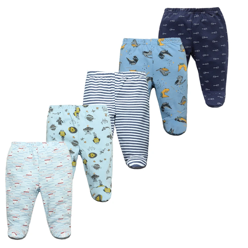 Top Trends: 3 / 4 / 5PCS / LOT Newborn Pants Cartoon Footed Baby Pants 100% Cotton Soft Girl Pants Baby Boy Trousers Pants 0-12M Four Seasons Shoppable Styles