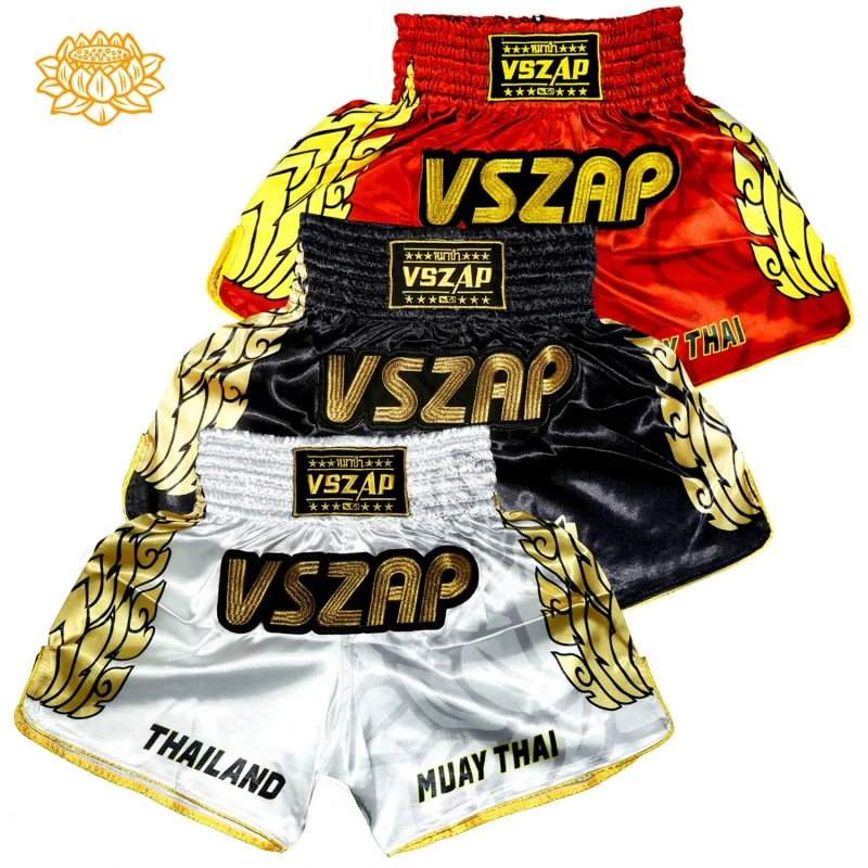 Top Trends: Vszap Thai Boxing Training Shorts Lotus Tiger Fighting Boxing MMA Sanda Fitness Sports Leisure Embroidery Pants Shoppable Styles