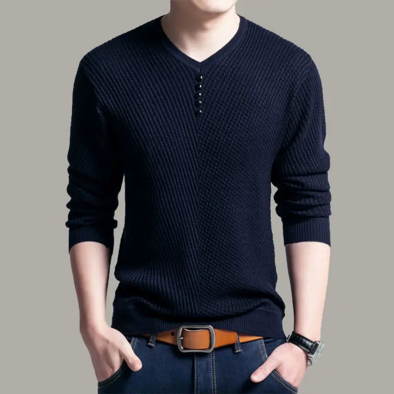 Top Trends: Streetwear Fashion Men Thin T-shirt Spring Autumn Long Sleeve Slim Male Clothes Button V-Neck Casual Bottoming Knitted Tops 2022 Shoppable Styles