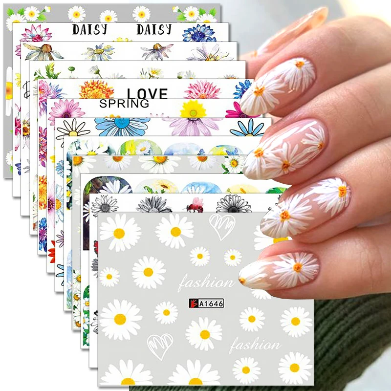 Top Trends: 12pcs Pink Tulip Flowers Nail Stickers Lavender Snowdrops Summer 3D Nail Decals Water Transfer Sliders DIY Manicure Decorations Shoppable Styles - Image 5