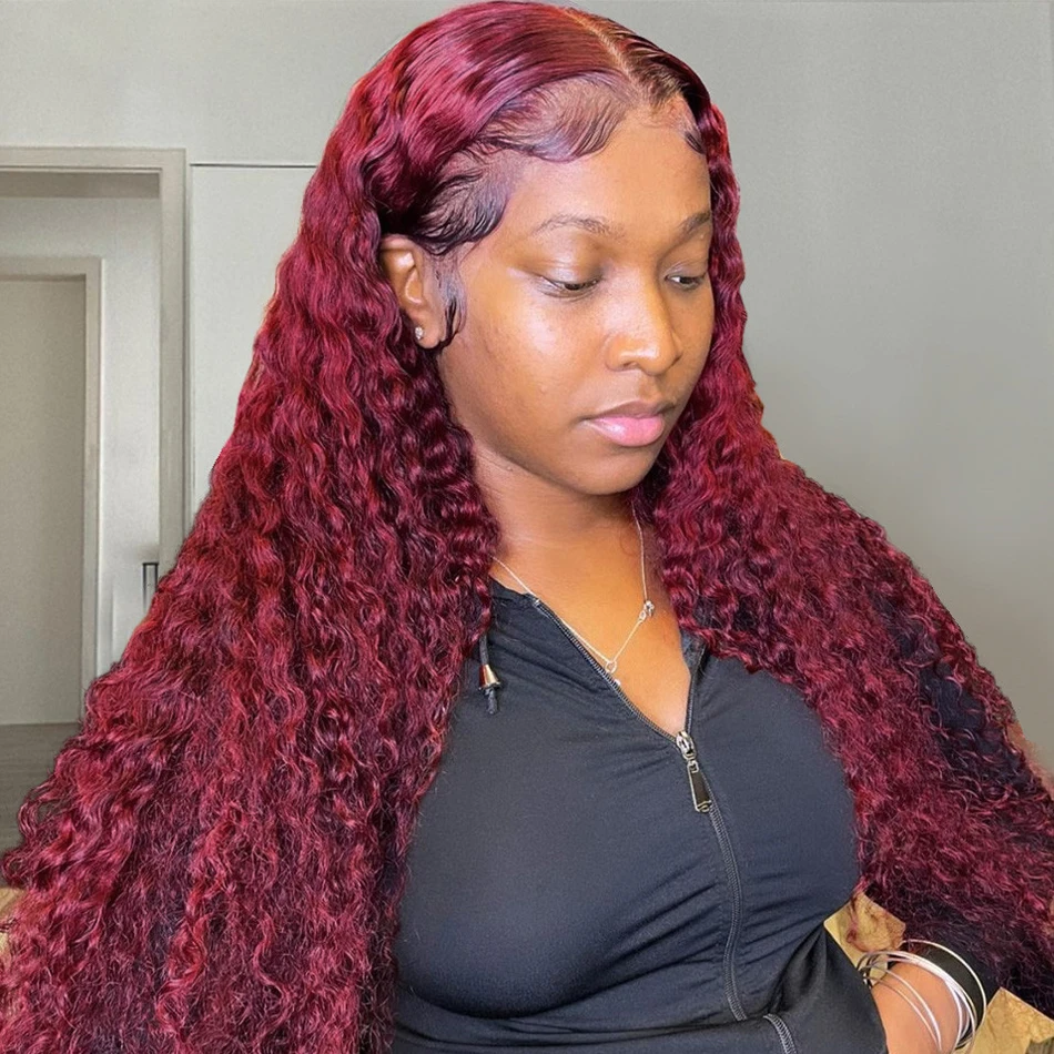 Top Trends: Glueless Burgundy Deep Wave Wigs Human Hair Curly 13x6 Hd Lace Frontal Wig For Women Red Color 13x4 Water Wave Lace Front Wig Shoppable Styles