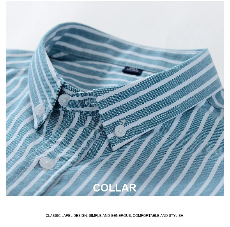 Top Trends: Summer Shirt Men Cotton Solid Color Stripe Plaid Shirt Men Short Sleeve Casual Fitting Oxford Short Sleeve Shirts For Men Causal Shoppable Styles - Image 3