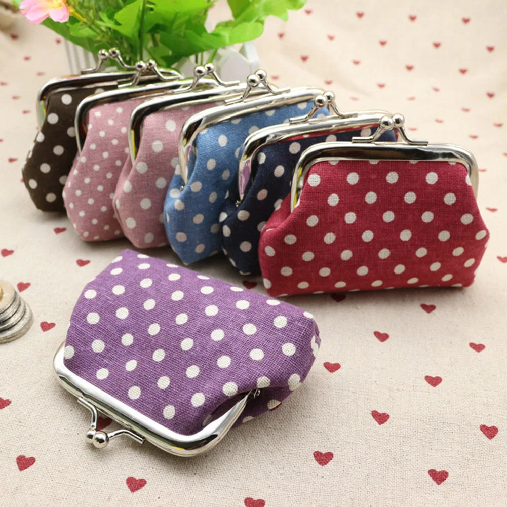 Top Trends: Linen Polka Dot Coin Purse Lady Kids Small Purse Coin Bag Key Bag Hand Bag Wallet Purse Bag Fabric Coin Bag Printed Wallet 1pc Shoppable Styles