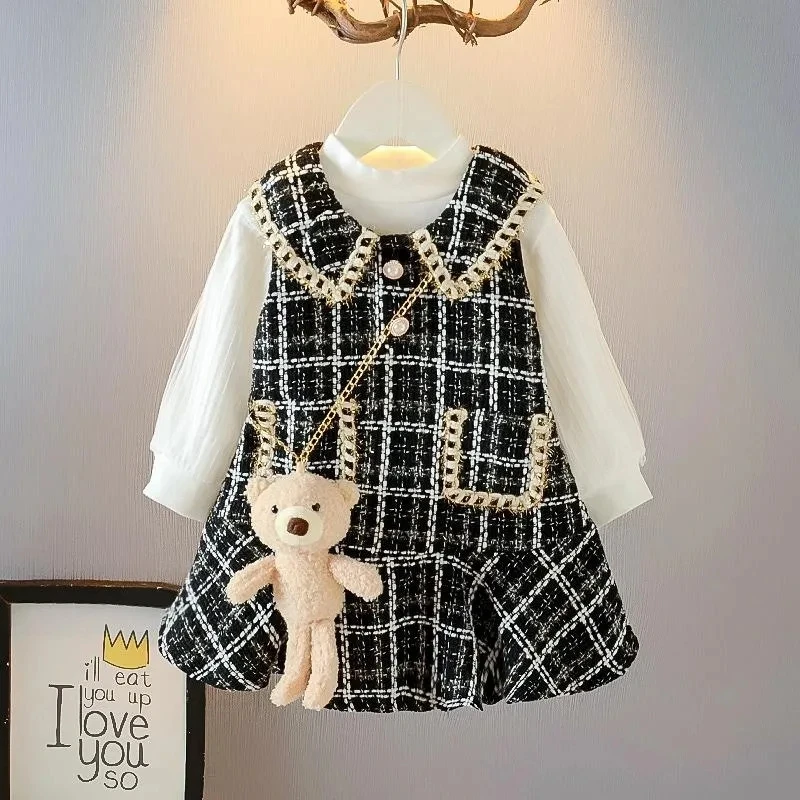 Top Trends: Spring And Autumn Girls Dress Set New Children's Long Sleeve T-shirt Tank Top Dress Two Piece Baby Princess Dress Set Shoppable Styles