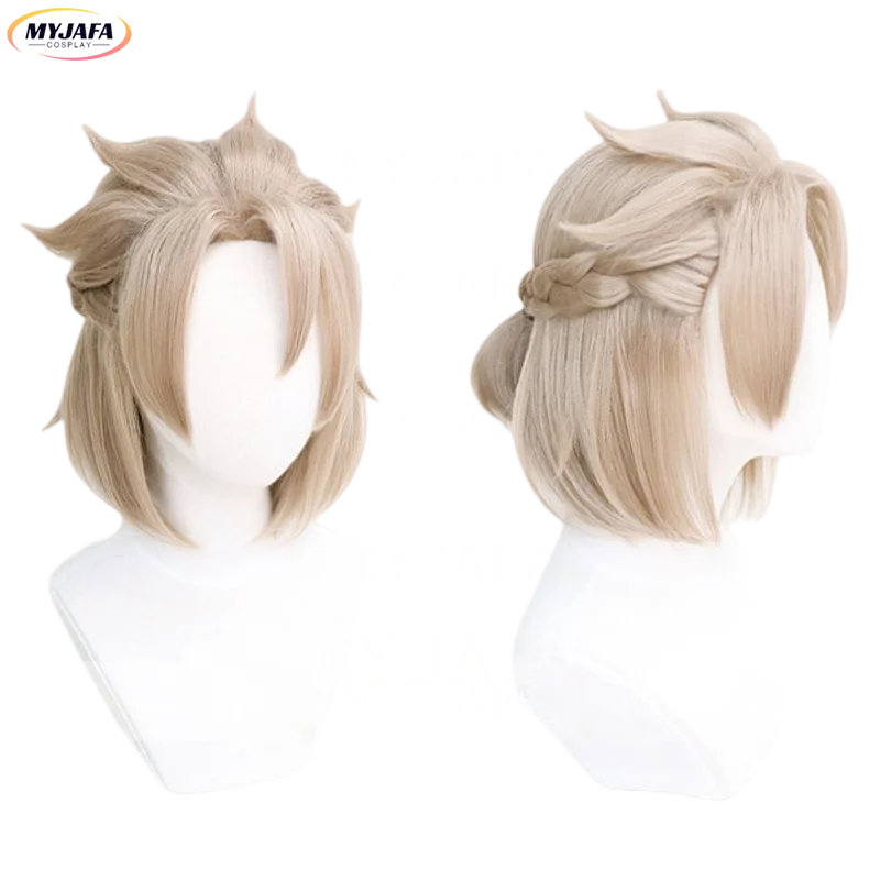 Top Trends: High Quality Game Genshin Impact Albedo Cosplay Wig Short Linen Braided Heat Resistant Synthetic Hair Anime Wigs + Wig Cap Shoppable Styles