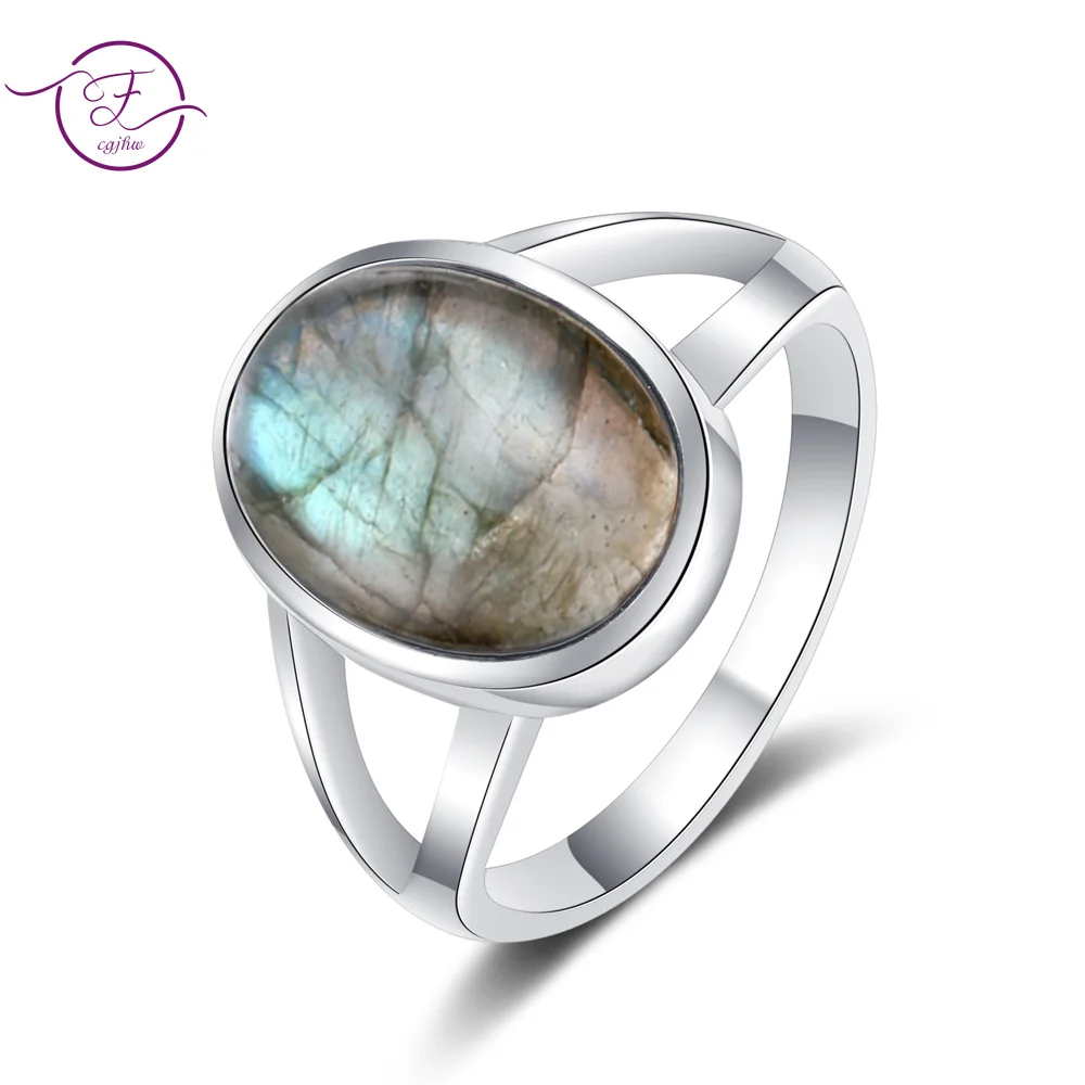 Top Trends: 925 Sterling Silver Ring Natural 10*14mm Big Labradorite Simple Tiger Eye Jewelry For Women Men Large Stone Vintage Jewelry Gift Shoppable Styles