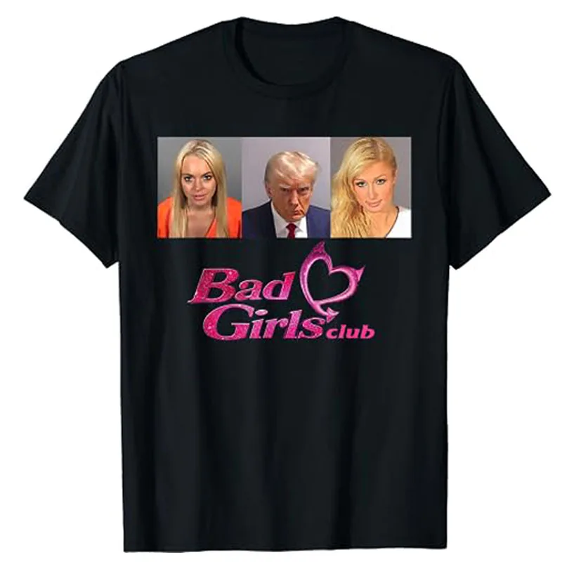 Top Trends: Bad Girls Club Donald Trump Mug Shot T-Shirt Humor Funny Graphic Tee Tops Short Sleeve Blouses Basic Cotton Outfits Novelty Gift Shoppable Styles