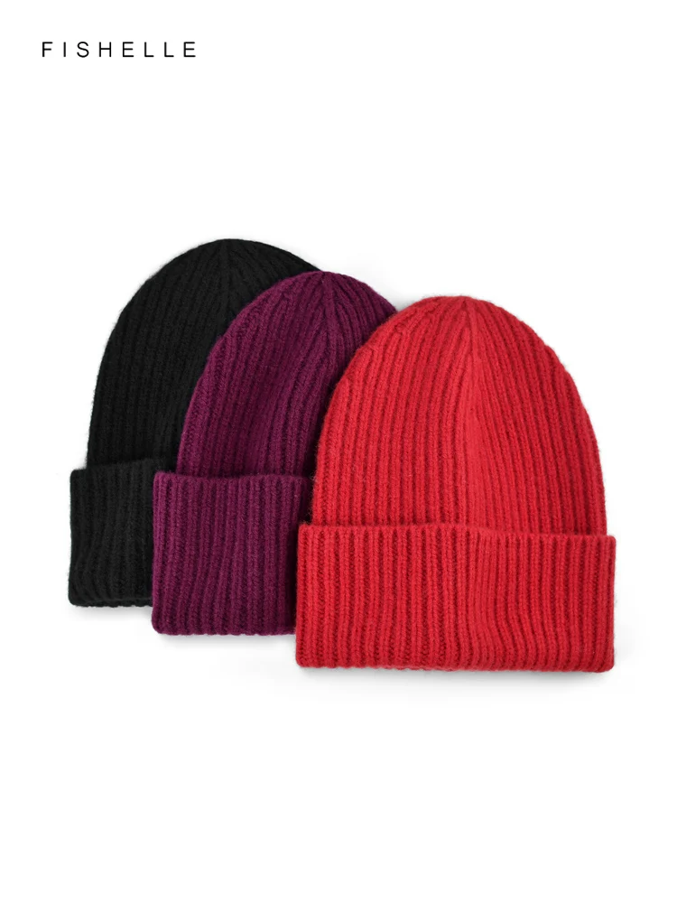 Top Trends: Solid Color Red Pure Wool Hats Women Men Warm Wool Hat Autumn Winter Cap Adults Beanie New Knitted Beanies Luxury Holiday Gift Shoppable Styles