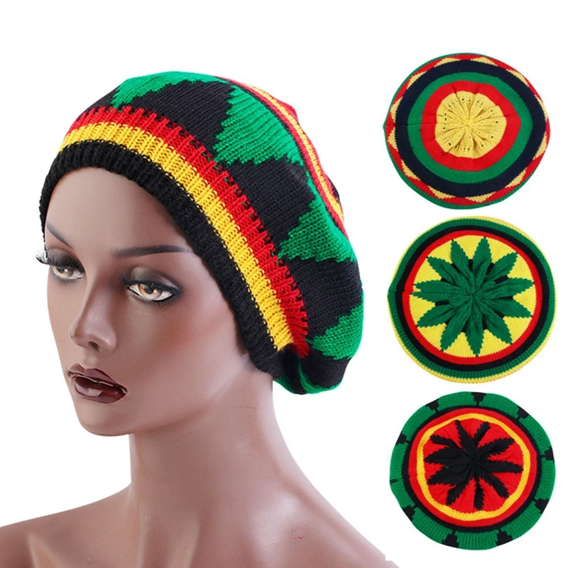 Top Trends: Beret Knitted Cap For Mens Women Jamaican Rasta Knit Beanie Hat Unisex Winter New Multi-colour Leaves Hip Hop Fashion Haircover Shoppable Styles