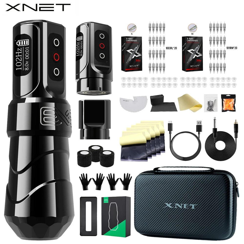 Top Trends: XNET FLUX MAX Wireless Tattoo Machine Kit Rotary Tattoo Pen With Extra 2400mAh Power 40Pcs Mixed Tattoo Cartridge For Tattoo Art Shoppable Styles