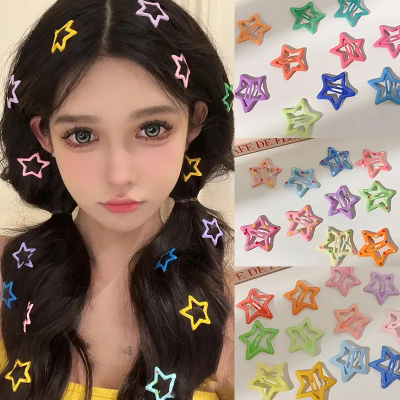 Top Trends: 3 / 10 / 12pcs Colorful Star BB Hair Clips Y2K Women Grils Cute Star Hairpin Side Barrettes Hair Grip Kids Headwear Hair Accessories Shoppable Styles