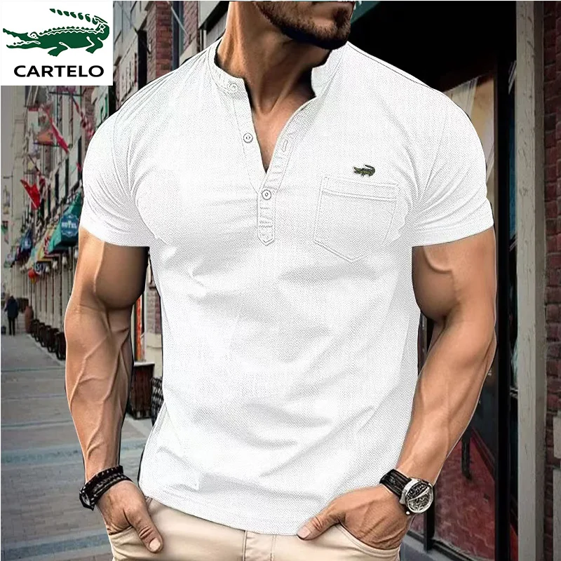 Top Trends: New Fashion Brand Embroidered Polo Shirt Men&#039;s Summer Mandarin Collar Slim Solid Color Button Breathable Polo Shirt Casual Men&#039;s Shoppable Styles