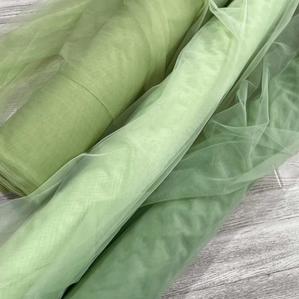 Top Trends: 100*160cm Grass Green Avocado Green Purple Grey Mesh Fabric For Wedding Dress Decoration Bridal Gown Evening Gown Scene Setting Shoppable Styles