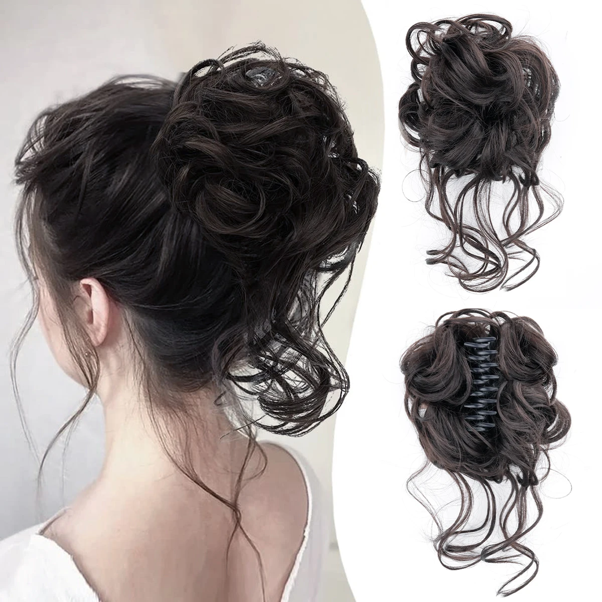 Top Trends: Chorliss Synthetic Claw Chignon Women Curly Messy Curly Fluffy Hair Bun Clip In Ponytail Extensions Natural False Hairpieces Shoppable Styles