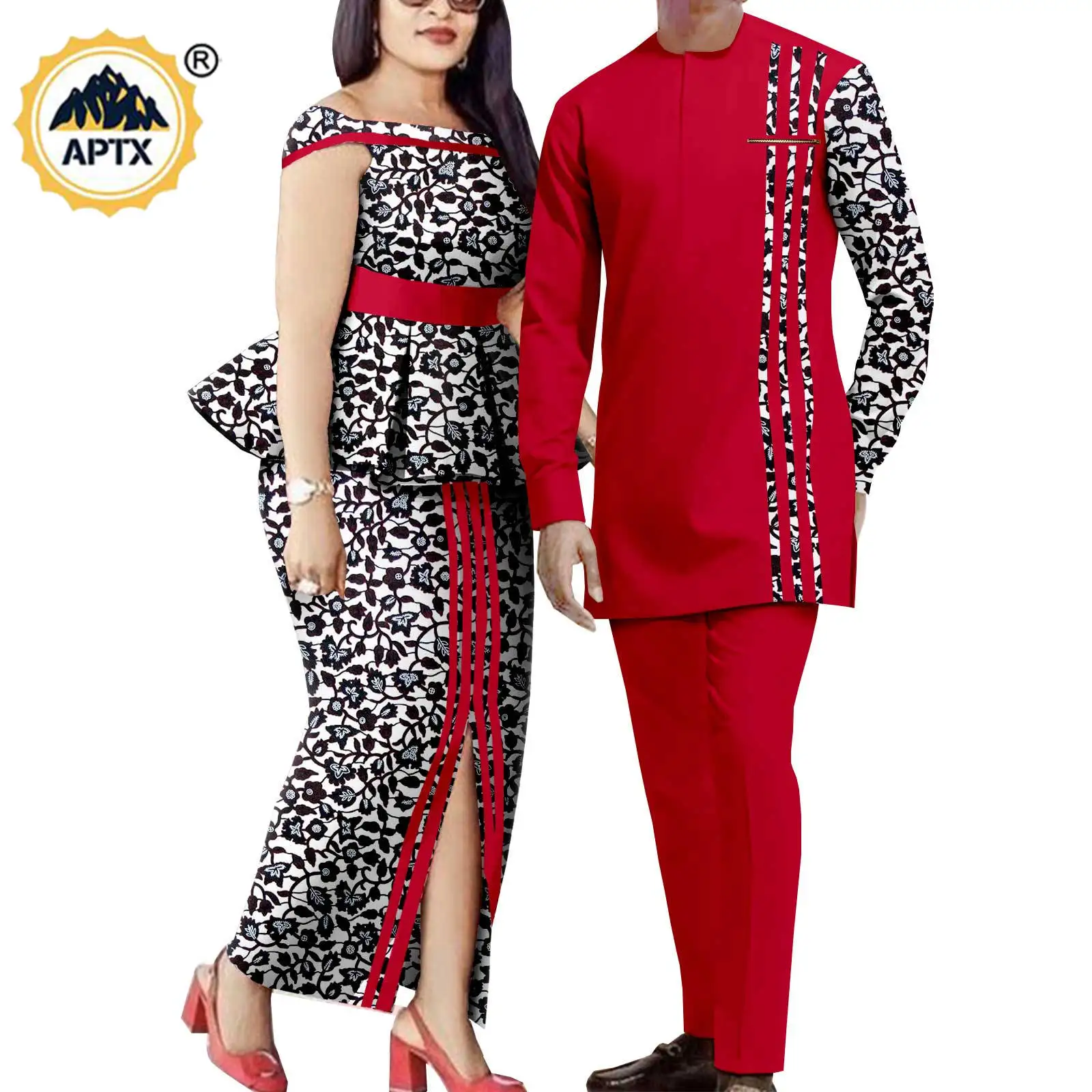 Top Trends: Matching Couple Outfits Men Shirts And Pants Sets Dashiki African Dresses For Women Top And Split Skirts For Wedding Y23C006 Shoppable Styles