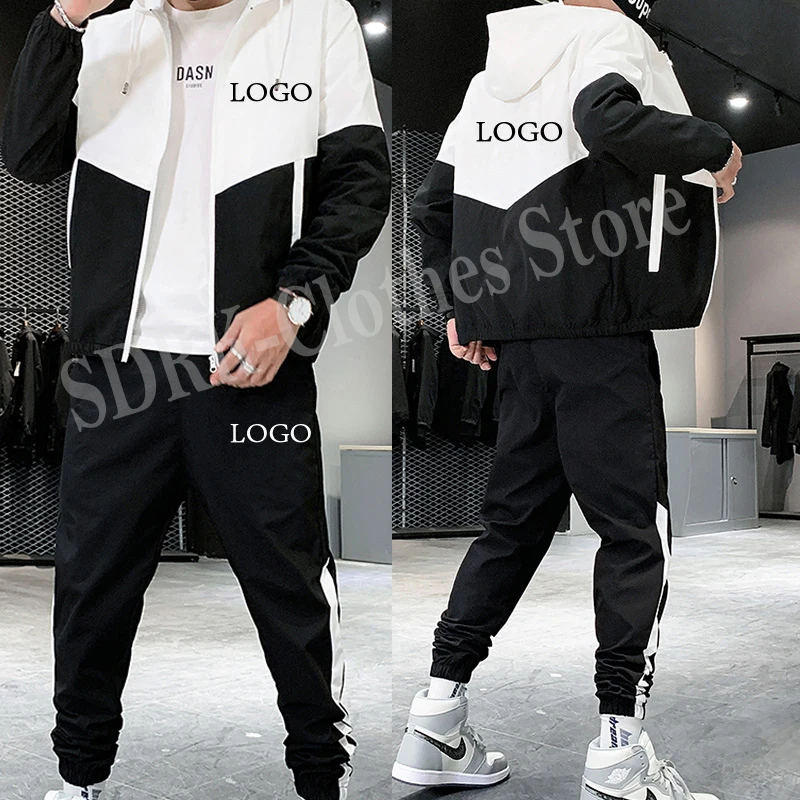 Top Trends: Custom LOGO Men Tracksuit Jacket+ Pants Fashion Harajuku Sportswear Homme Jogging Set Streetwear Shoppable Styles - Image 5