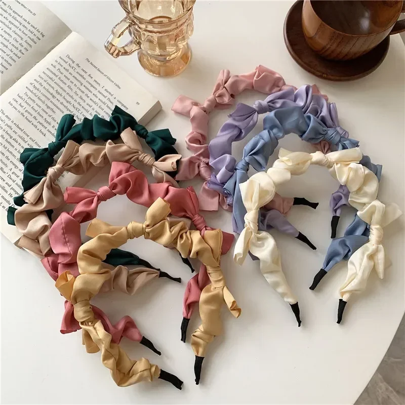 Top Trends: Sweet Colorful Bow Fold Bezel Headwear Women Headband Girls Kwali Hair Bands Hairband Hoop For Party Hair Accessories Shoppable Styles