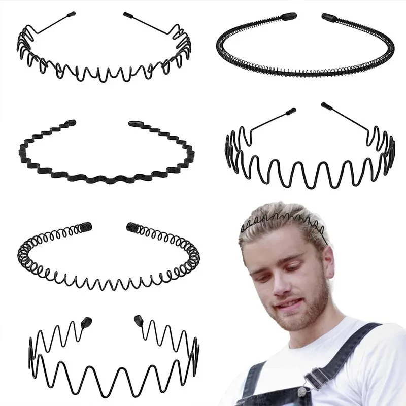 Top Trends: 6pcs Fashion Wave Mens Women Unisex Black Wavy Hair Head Hoop Band Sports Headband Hairband Headwear Hair Accessories Gifts Shoppable Styles - Image 4