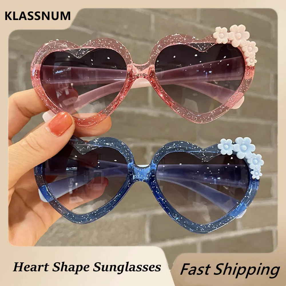 Top Trends: 2024 Fashion Heart-Shape Sunglasses For Kids Retro Cute Pink Cartoon Sun Glasses Frame Girls Boys Baby Children Eyewear Goggles Shoppable Styles