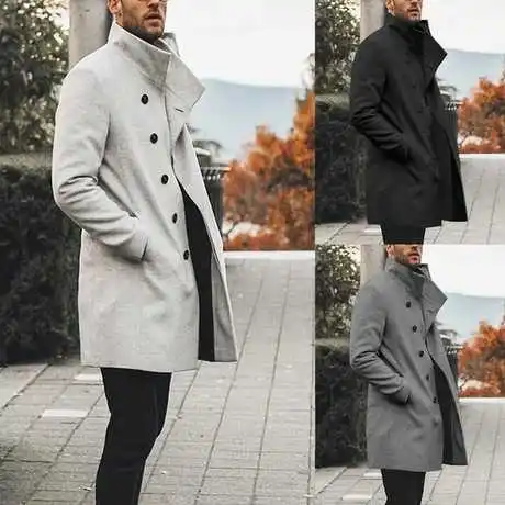 Top Trends: Autumn And Winter Clothes Fashion Windbreaker Men's Stand Collar Casual Felt Coat Mid-length Overcoat Shoppable Styles