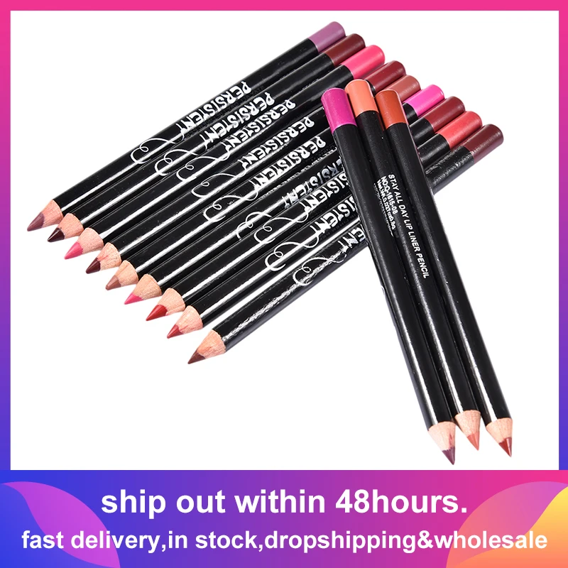 Top Trends: 12pcs Professional Multi-functional Lipliner Pencil Long Lasting Waterproof Lip Eye Brow Cosmetic Makeup Colorful Lip Liner Pens Shoppable Styles