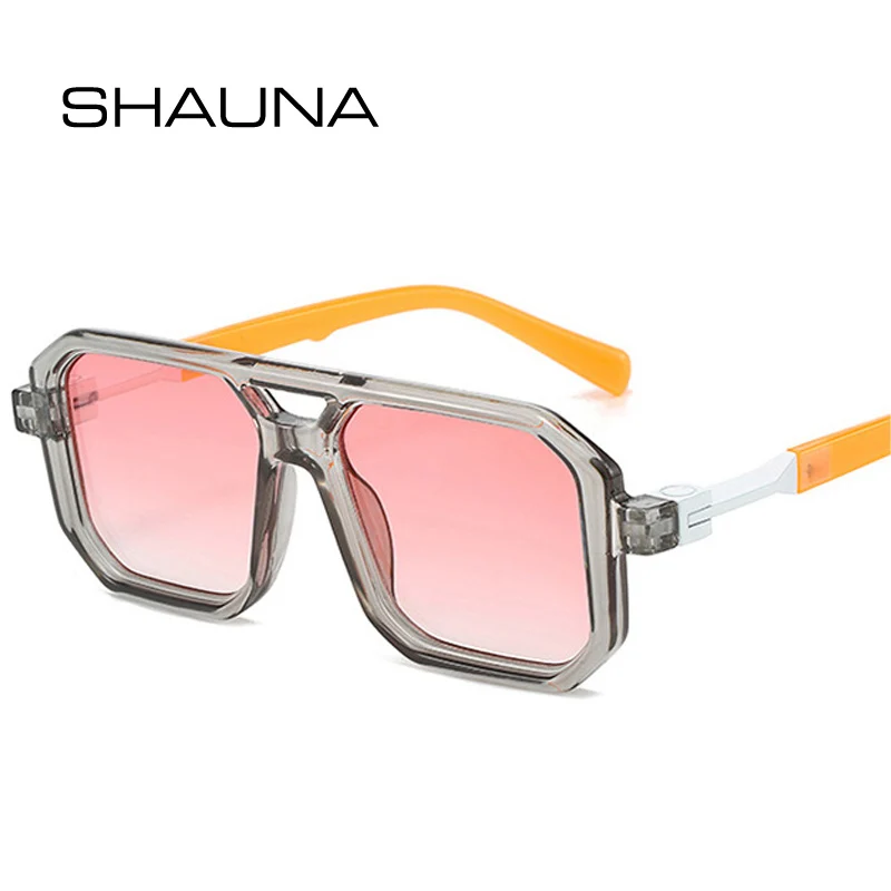 Top Trends: SHAUNA New Double Bridges Square Sunglasses Women Fashion Gradient Shades UV400 Retro Polygon Men Sun Glasses Shoppable Styles