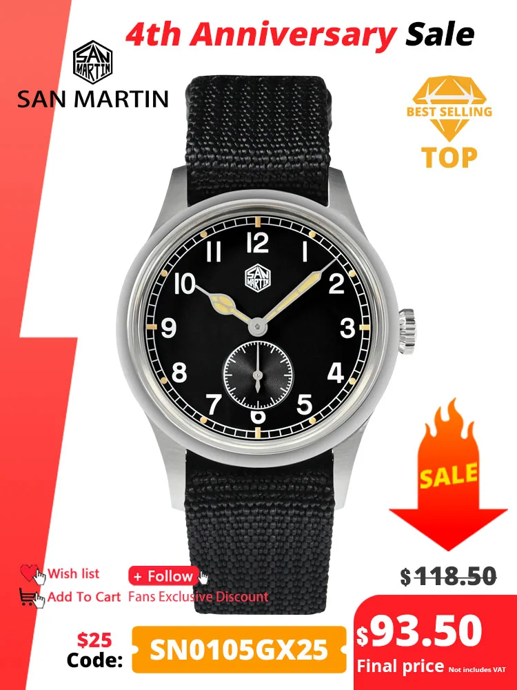 Top Trends: San Martin 36mm Pilot Watch RONDA 6004 Quartz Movement Simple Style Flieger Men Wristwatch Nylon Strap Luminous SN0105 Aviator Shoppable Styles