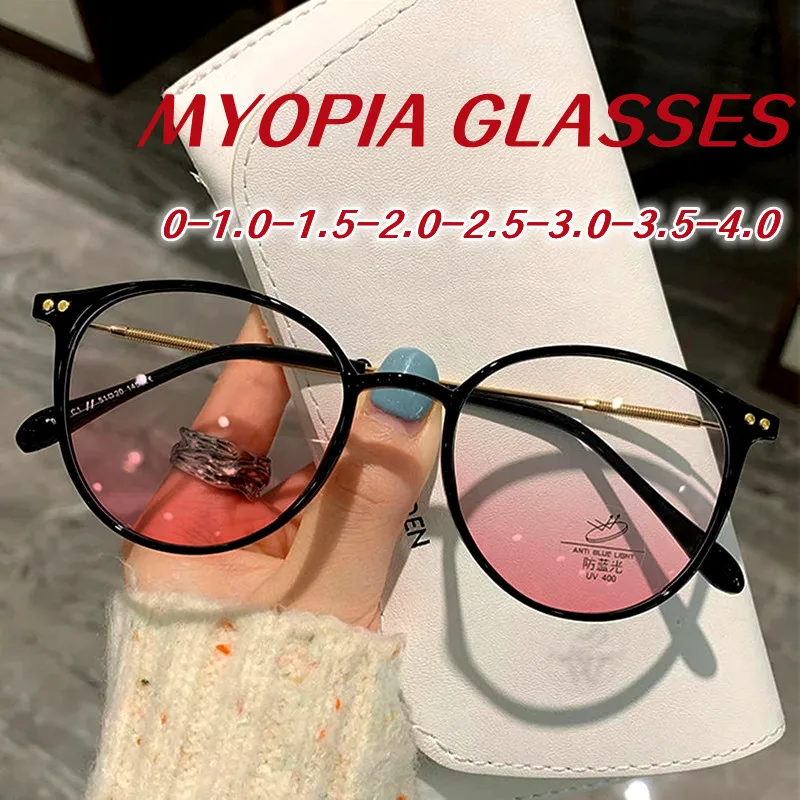 Top Trends: Ladies Round Finished Myopia Galsses Men Women Anti-blue Light Computer Eyewear New Fashion Special Lenses Optical Eyeglasses Shoppable Styles