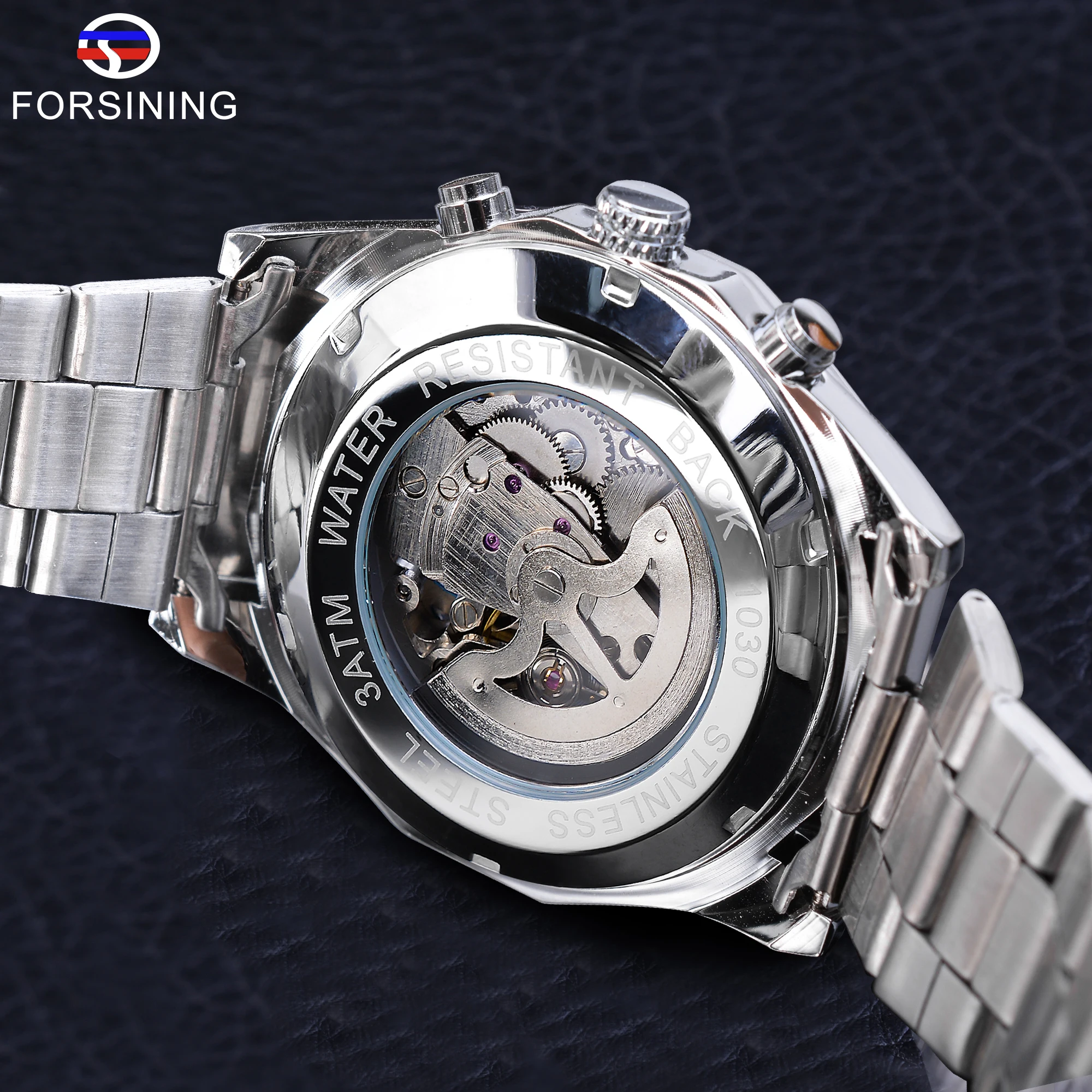 Top Trends: Forsining 2021 Stainless Steel Waterproof Mens Skeleton Watches Top Brand Luxury Transparent Mechanical Sport Male Wrist Watches Shoppable Styles - Image 5