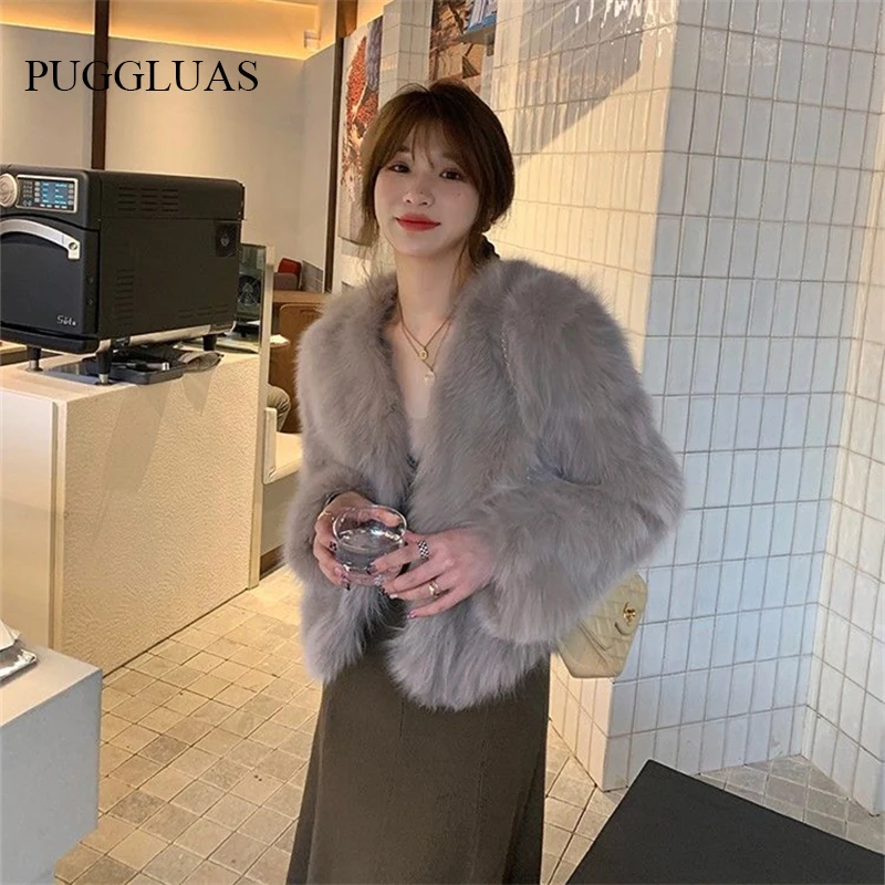 Top Trends: 2023 Autumn Fashion Faux Fox Fur Coat Women Korea Fashion Warm Feather Coats Loose Short Outercoat Lady Party Elegant Outfits Shoppable Styles