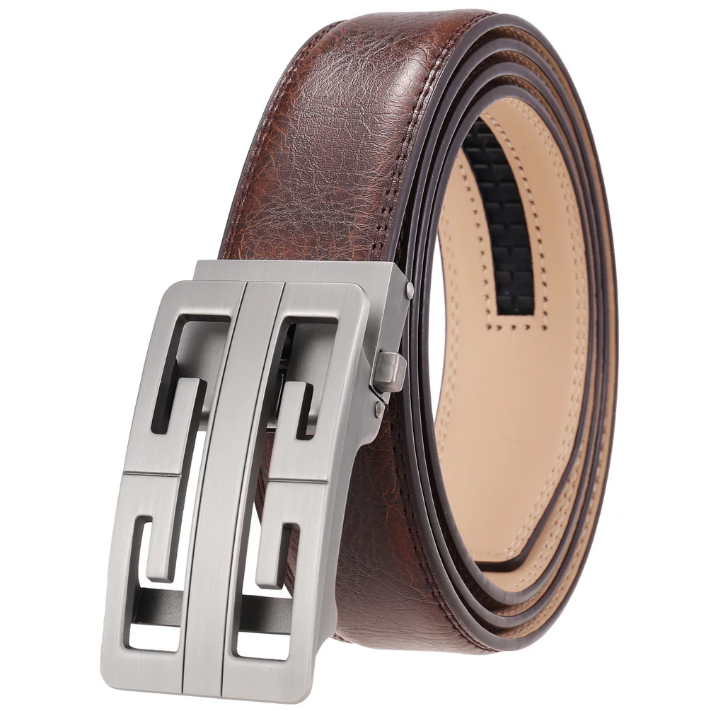 Top Trends: Designer Buckle Genuine Cow Leather Belts For Men Luxury Gift Formal Ceinture Homme Business Cowboy Waistband Trouser Shoppable Styles