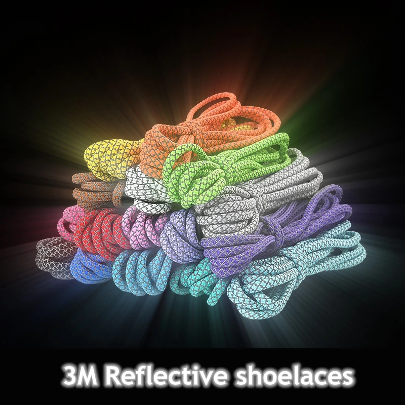 Top Trends: 1 Pair 3M Reflective Shoelaces Top Quality Round Shoe Laces Boots And Sneaker Shoelace 19 Colors Length 100cm 120cm 140cm 160cm Shoppable Styles