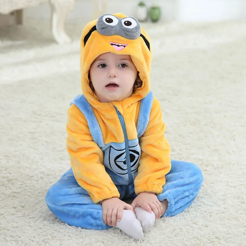 Top Trends: Baby Minions Kigurumis Newborn Clothes Rompers Boys Girls Onesie Toddler Pajama Winter Warm Kawaii Infant Jumpsuit Festival Gift Shoppable Styles