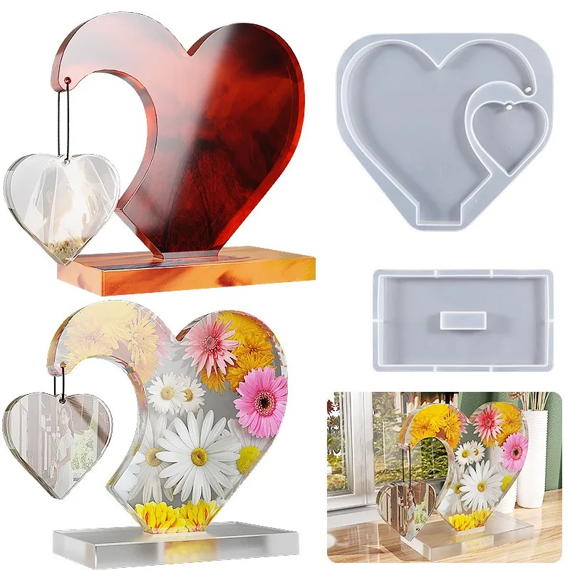 Top Trends: DIY Resin Plaster Making Mold Big Small Love Puzzle Hanging Photo Frame Epoxy Silicone Mould Table Base Oranments Decoration Shoppable Styles