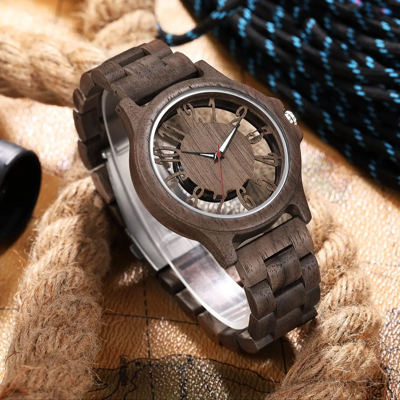 Top Trends: New Hollow Style Quartz Wooden Watch For Men And Women Big Dial Shoppable Styles - Image 5