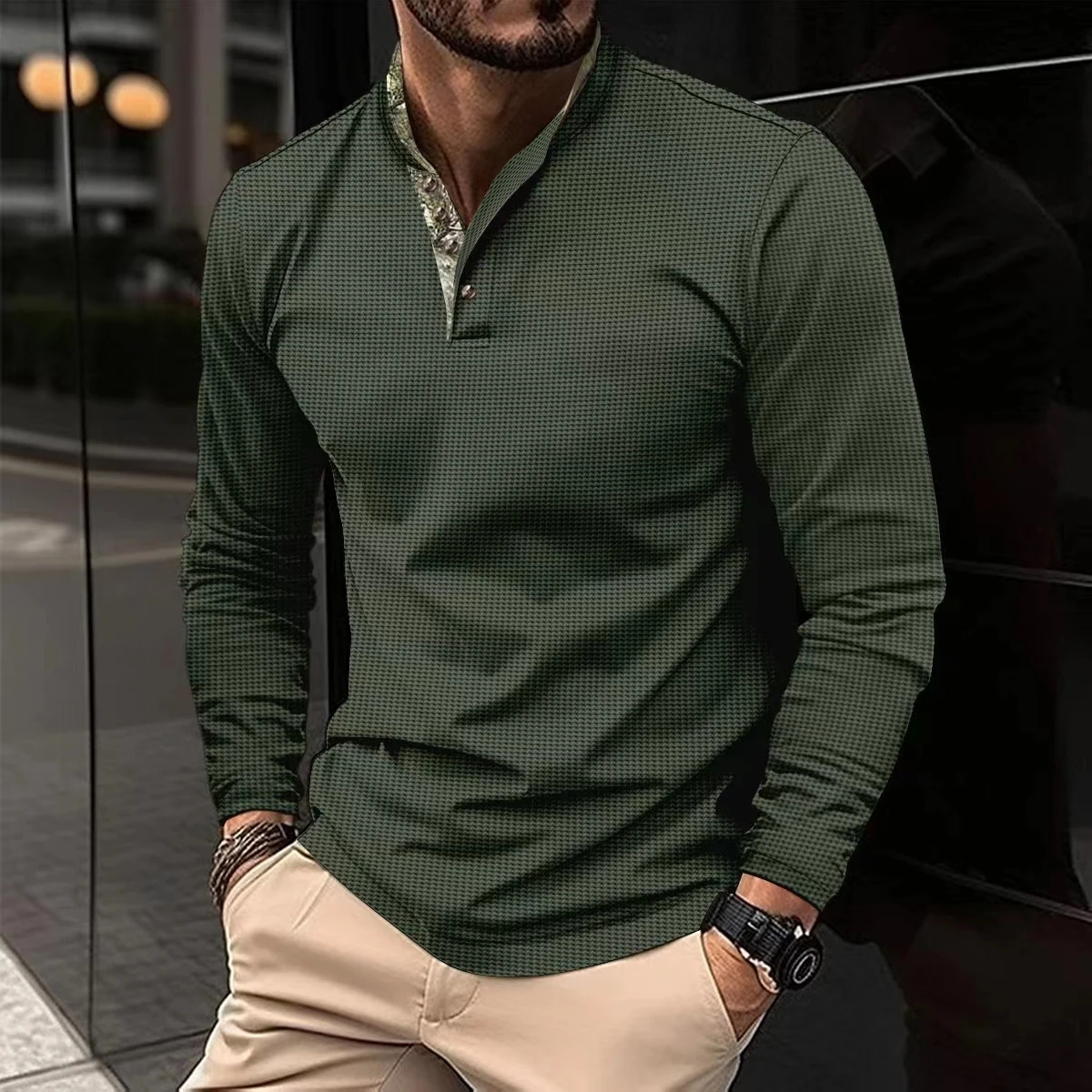 Top Trends: New Casual Men Spring And Autumn Chest Pocket Sports Long Sleeve Lapel T-shirt European Size Long Sleeve Polo Shirt Shoppable Styles