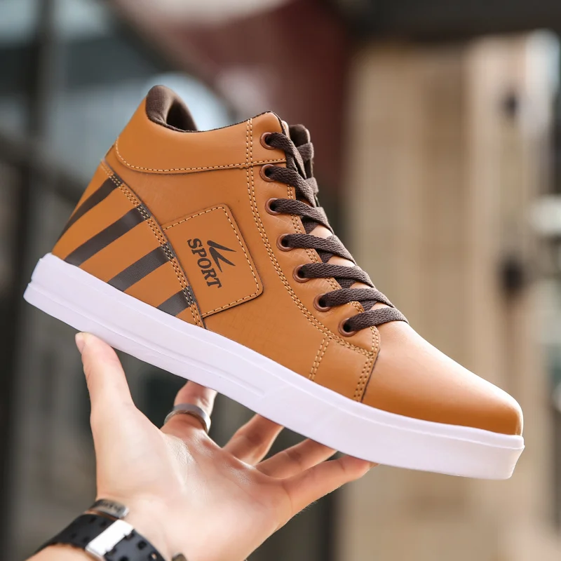 Top Trends: High Top Sneakers Man White Vulcanized Sneakers Flat Comfortable Shoes Men Autumn Spring Large Size Mens Shoes Vulcanize Shoes Shoppable Styles