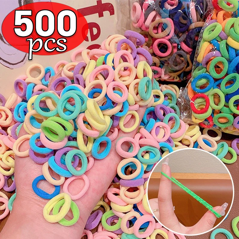 Top Trends: 100-500PCS Women Girls Colorful Nylon Elastic Hair Bands Ponytail Hold Small Hair Tie Rubber Bands Scrunchie Hair Accessories Shoppable Styles