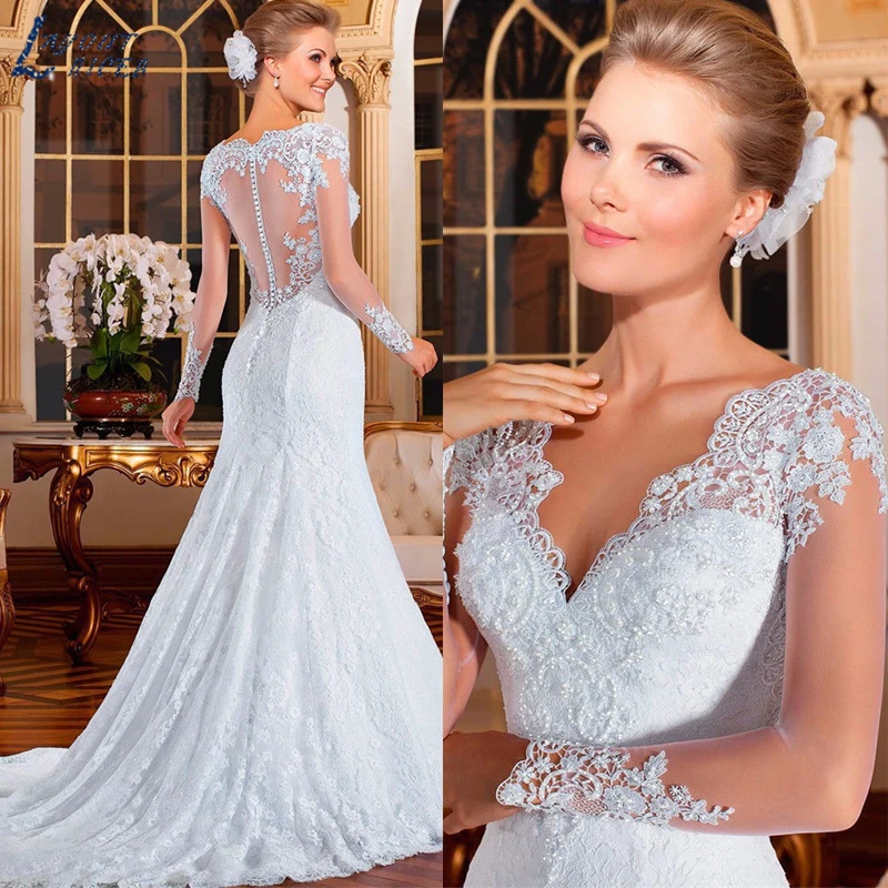 Top Trends: LAYOUT NICEB Mermaid Wedding Dress Pearls Beaded Lace Bridal Gowns For Bride Brazil Appliques Vestido De Novia Custom Made Women Shoppable Styles