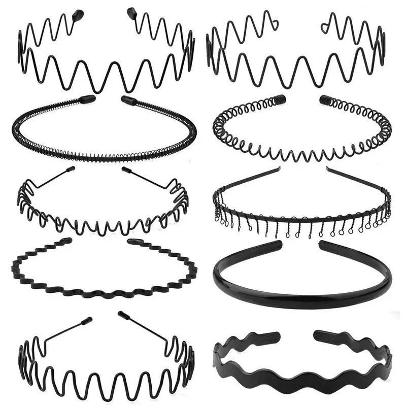 Top Trends: 6Pcs Fashion Men Hairband Unisex Black Wavy Hair Head Hoop Band Women Unisex Flexible Sport Headband Headwear Hair Accessories Shoppable Styles - Image 6