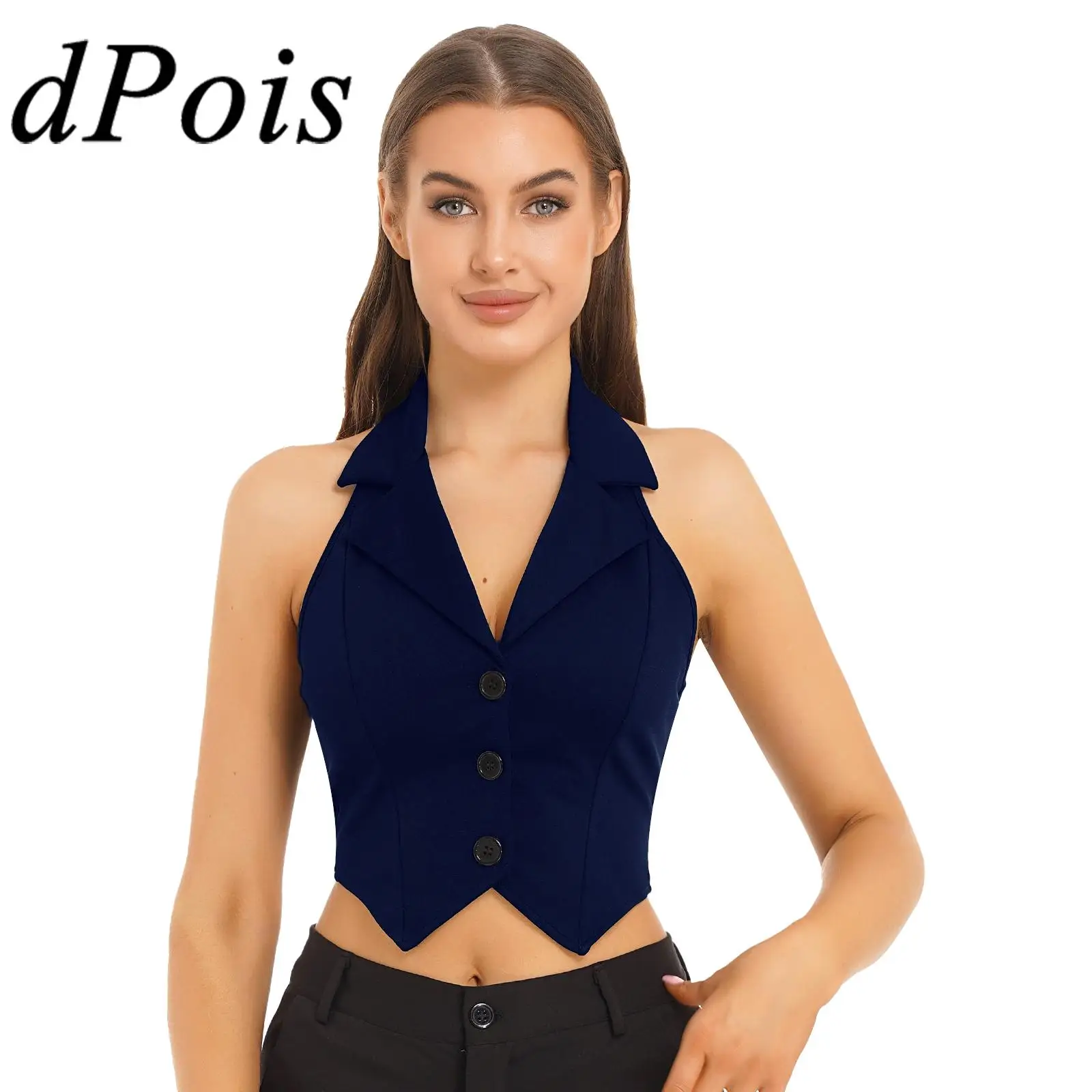 Top Trends: Women&#039;s Vests Halter Neck V-Neck Office Ladies Crop Tops Formal Elegant OL Waistcoat Suits Vest Business Work Wear Mujer Shoppable Styles